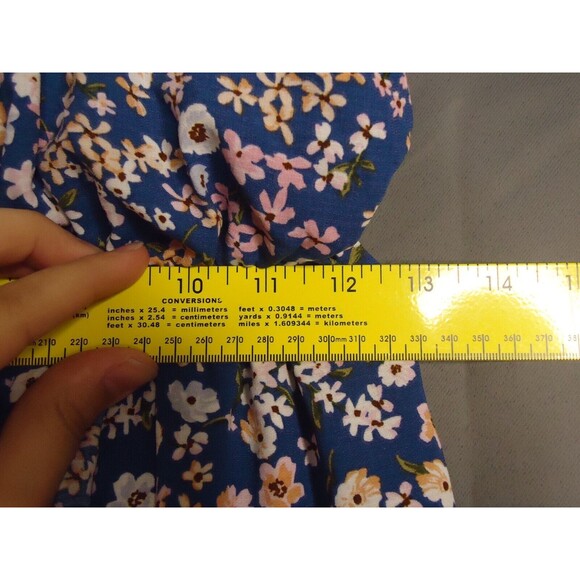 iZ Byer Ruffled Tank Summer Dress Blue Floral Sleeveless Casual Size Medium - Picture 6 of 8